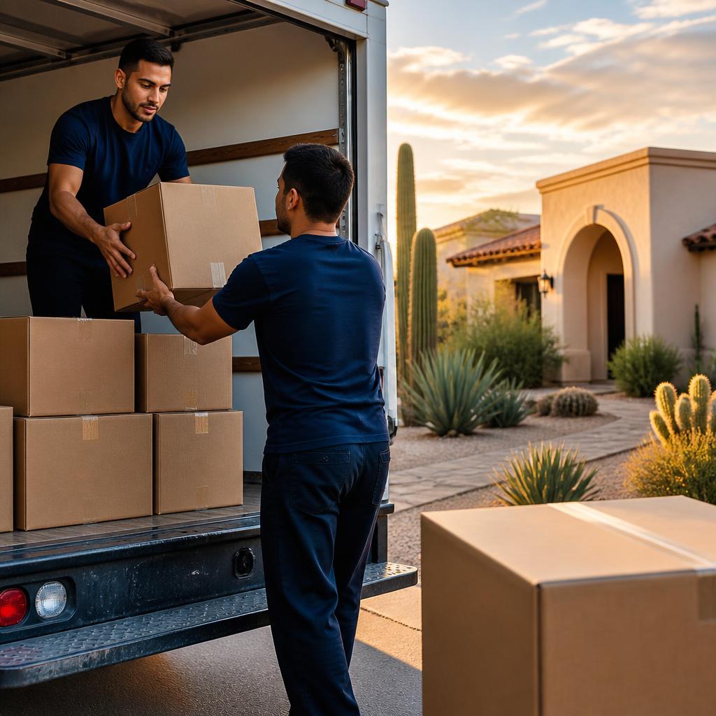 No Hassle Movers crew quickly loading a truck for a last-minute move in Tucson