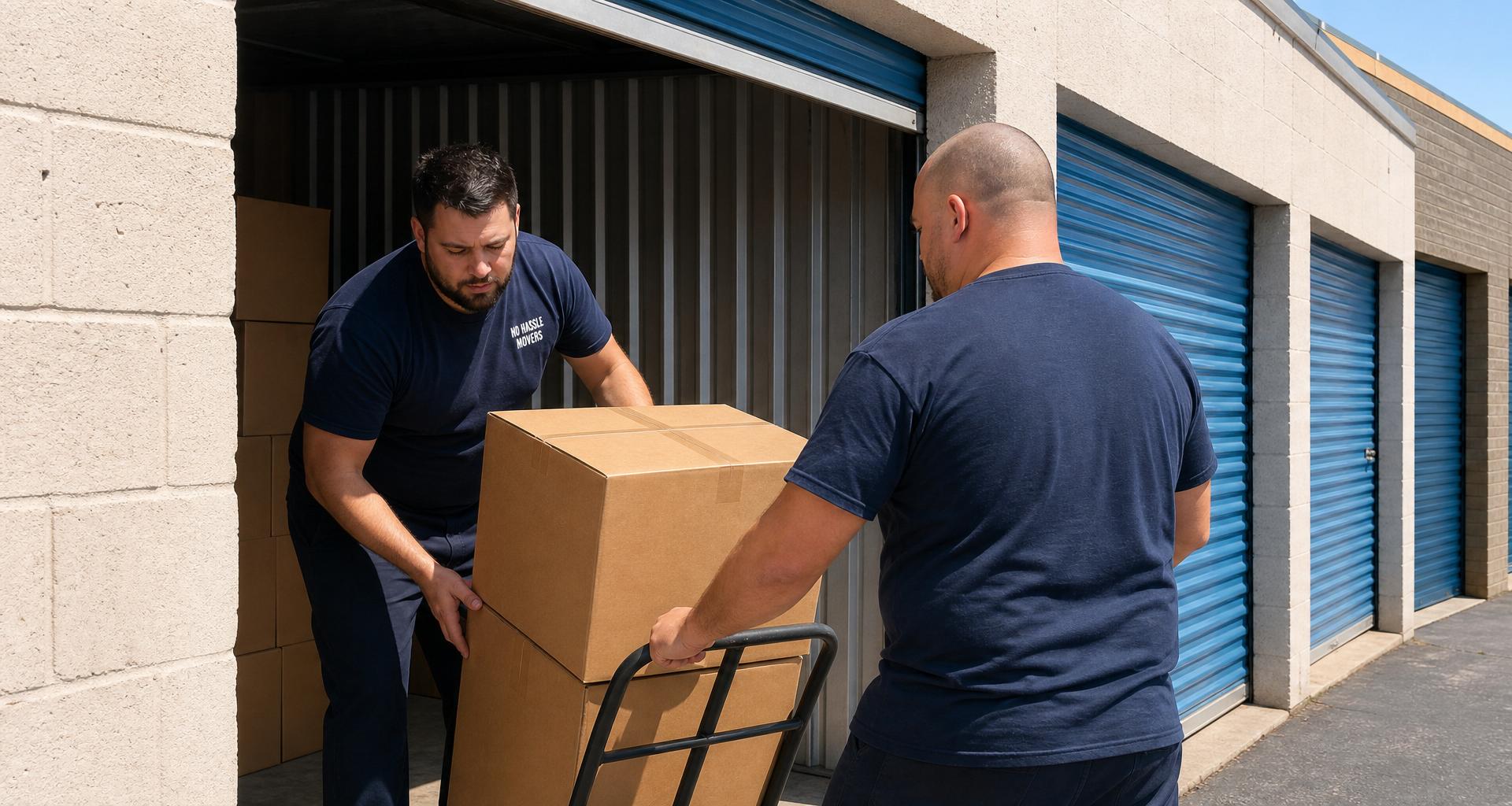 No Hassle Movers crew loading a Tucson storage unit